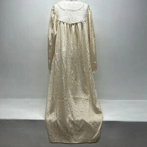 Christian Dior Nightgown Gown Dress Long Sleeve Lace Cream Ivory Vintage Large *